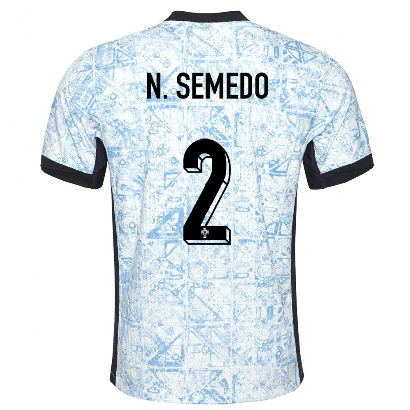 Danxen Kid Portugal Nélson Semedo #2 Cream Blue Away Jersey 24-26 T-Shirt