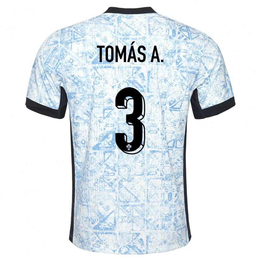 Danxen Kid Portugal Tomás Araújo #3 Cream Blue Away Jersey 24-26 T-Shirt