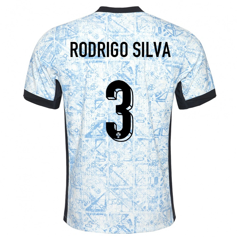 Danxen Kid Portugal Rodrigo Silva #3 Cream Blue Away Jersey 24-26 T-Shirt