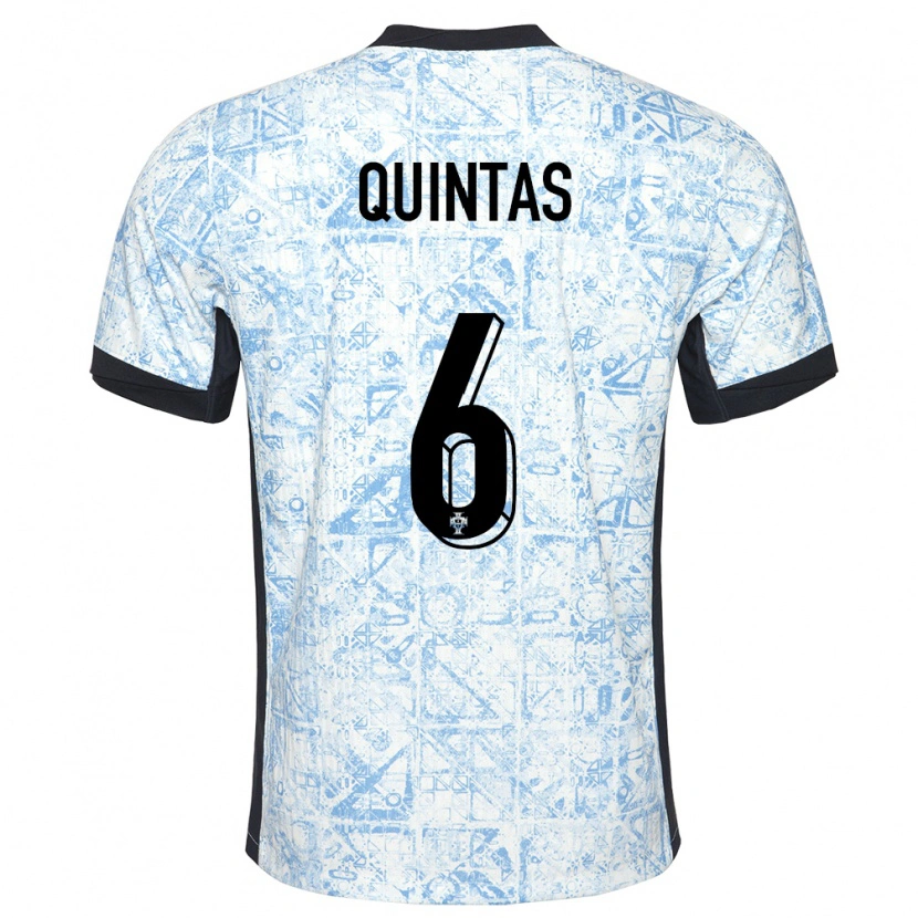 Danxen Kid Portugal Rafael Quintas #6 Cream Blue Away Jersey 24-26 T-Shirt