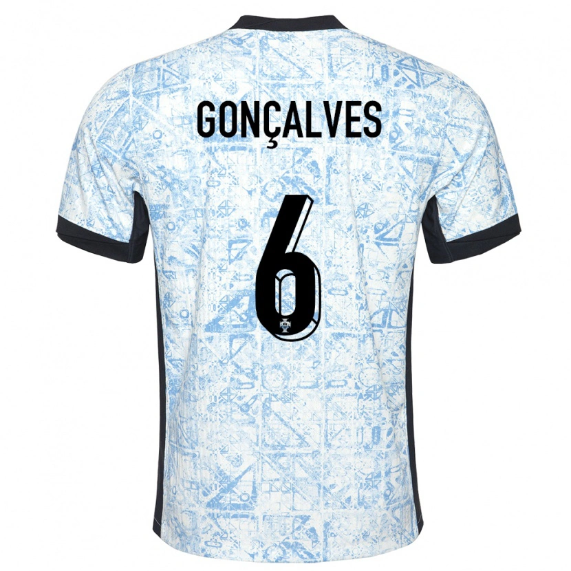 Danxen Kid Portugal Rodrigo Gonçalves #6 Cream Blue Away Jersey 24-26 T-Shirt