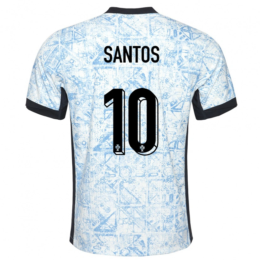 Danxen Kid Portugal Pedro Santos #10 Cream Blue Away Jersey 24-26 T-Shirt