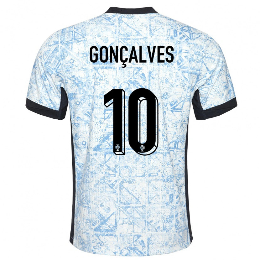 Danxen Kid Portugal Flávio Gonçalves #10 Cream Blue Away Jersey 24-26 T-Shirt