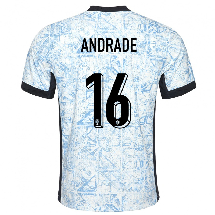 Danxen Kid Portugal Tiago Andrade #16 Cream Blue Away Jersey 24-26 T-Shirt