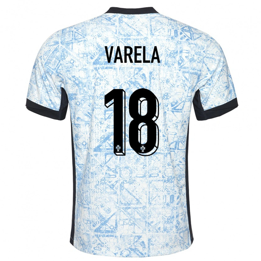 Danxen Kid Portugal Keyan Varela #18 Cream Blue Away Jersey 24-26 T-Shirt