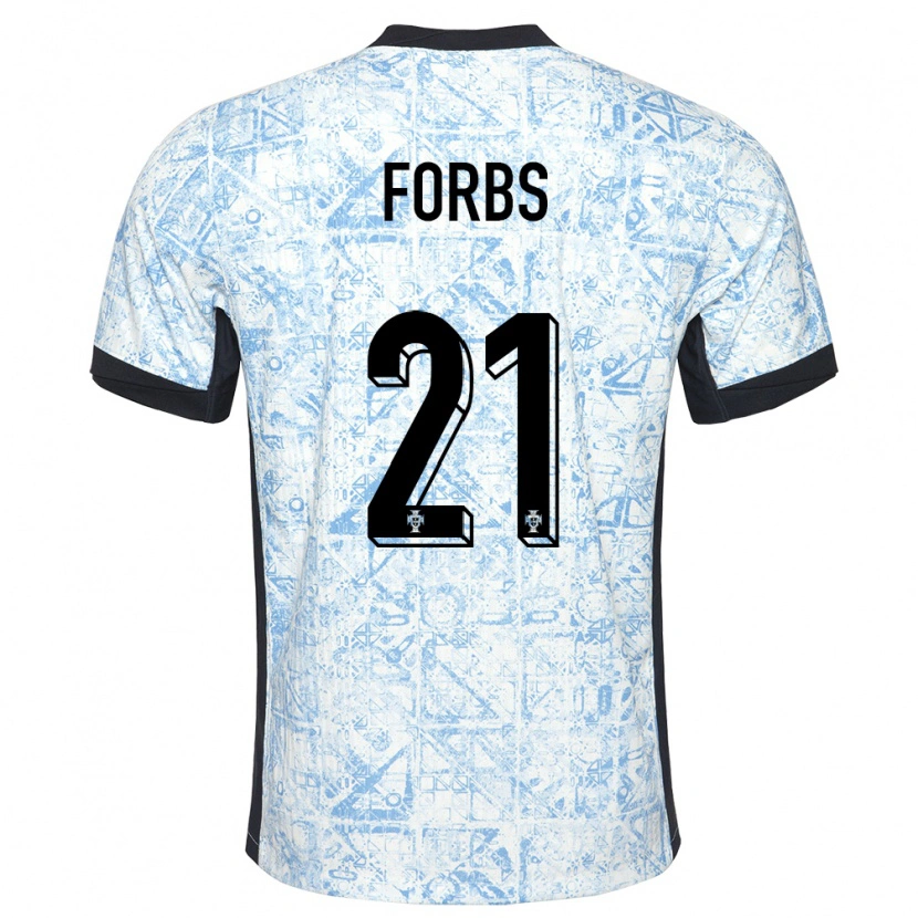 Danxen Kid Portugal Carlos Forbs #21 Cream Blue Away Jersey 24-26 T-Shirt