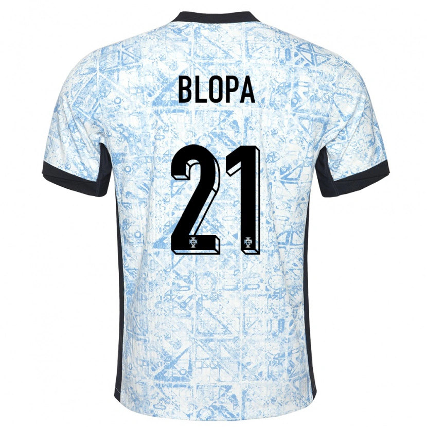 Danxen Kid Portugal Salvador Blopa #21 Cream Blue Away Jersey 24-26 T-Shirt