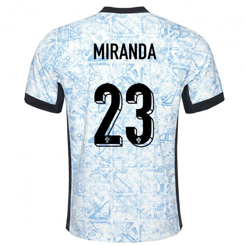 Danxen Kid Portugal João Miranda #23 Cream Blue Away Jersey 24-26 T-Shirt