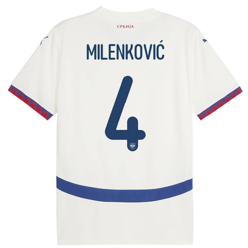 Danxen Kid Serbia Nikola Milenković #4 White Away Jersey 24-26 T-Shirt