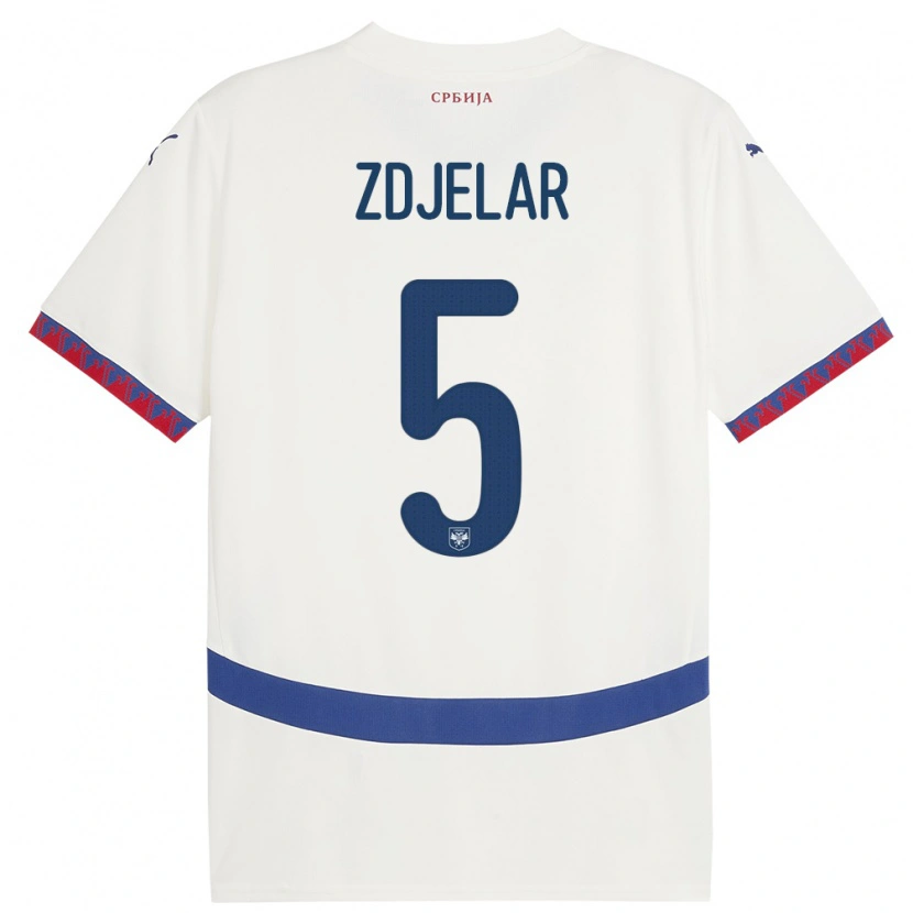 Danxen Kid Serbia Sasa Zdjelar #5 White Away Jersey 24-26 T-Shirt