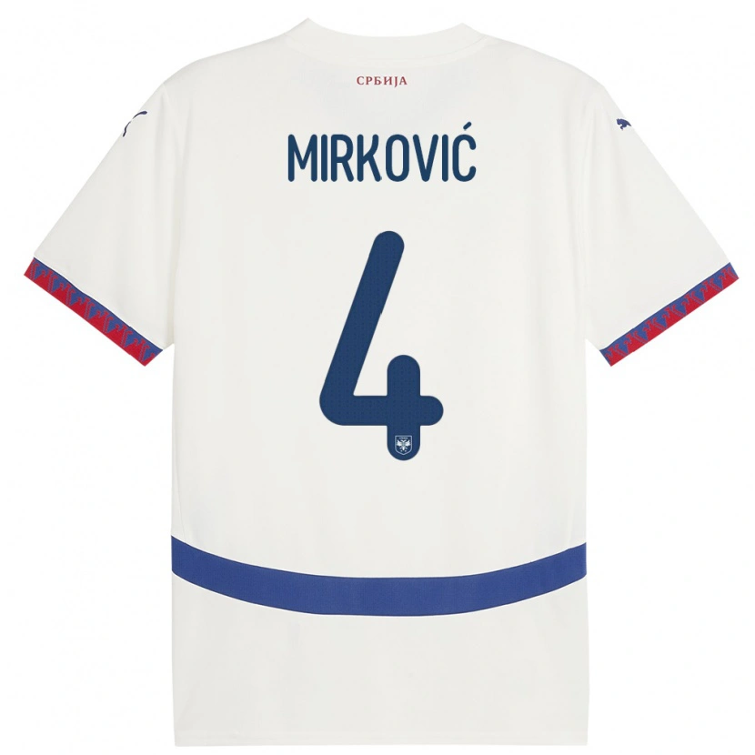 Danxen Kid Serbia Nemanja Mirković #4 White Away Jersey 24-26 T-Shirt