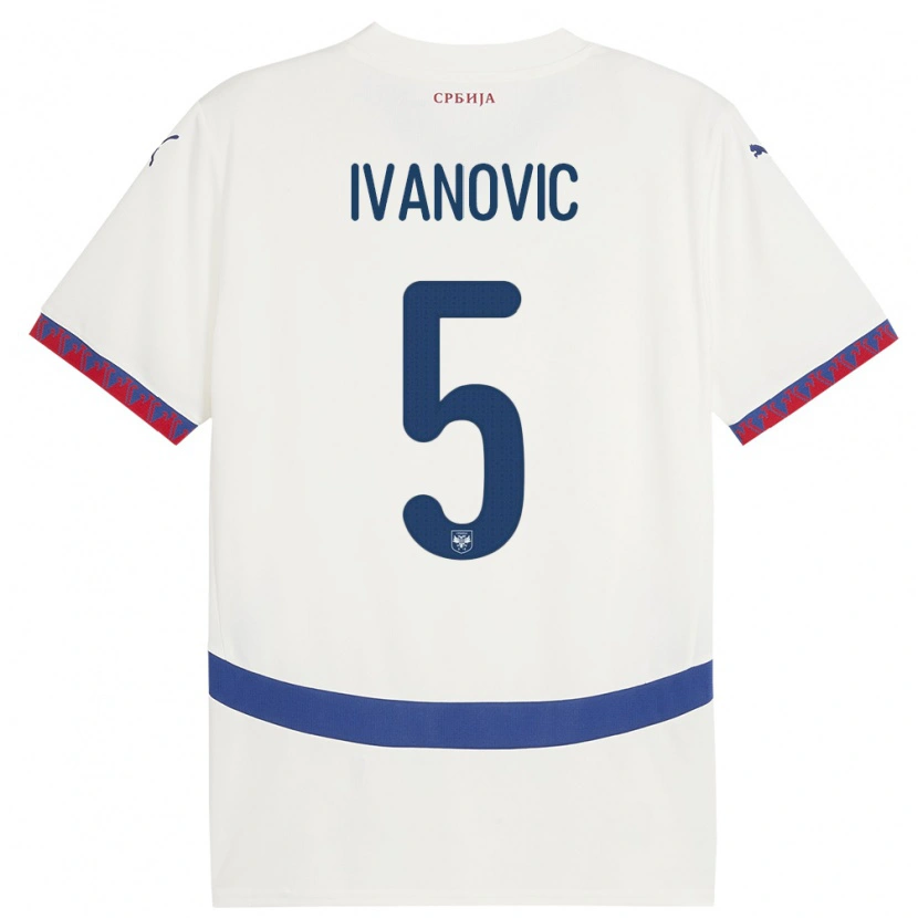 Danxen Kid Serbia Mijat Ivanovic #5 White Away Jersey 24-26 T-Shirt