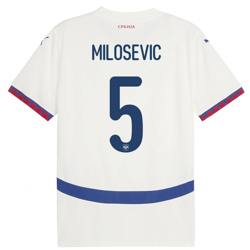 Danxen Kid Serbia Jovan Milosevic #5 White Away Jersey 24-26 T-Shirt