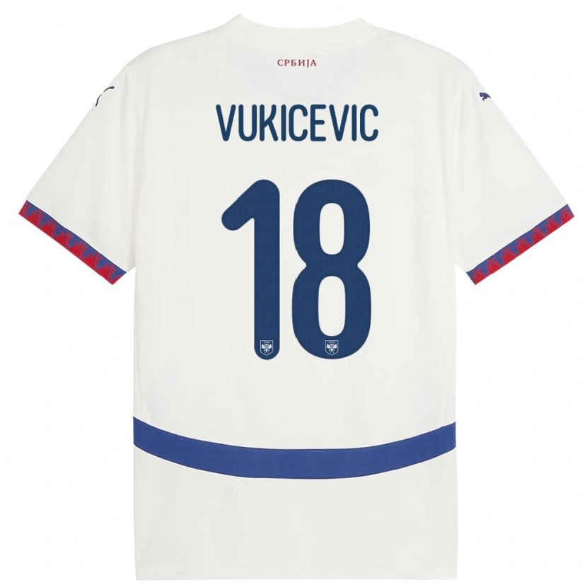 Danxen Kid Serbia Aleksej Vukicevic #18 White Away Jersey 24-26 T-Shirt