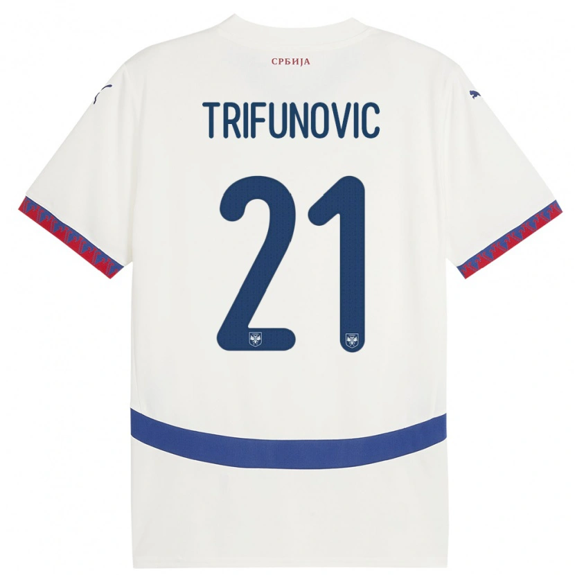 Danxen Kid Serbia Nemanja Trifunovic #21 White Away Jersey 24-26 T-Shirt