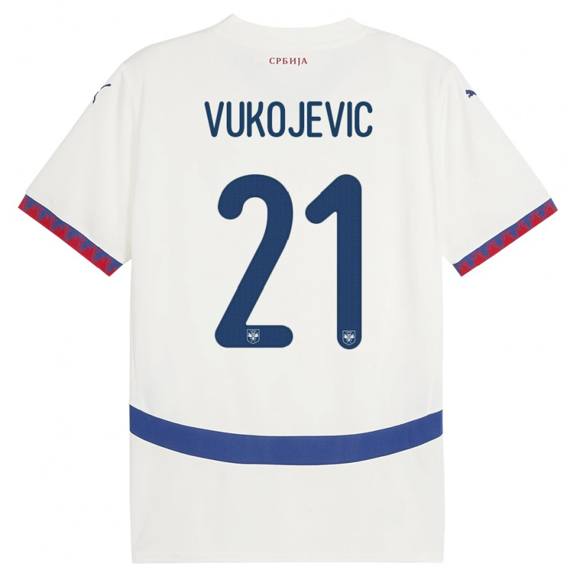 Danxen Kid Serbia Veljko Vukojevic #21 White Away Jersey 24-26 T-Shirt