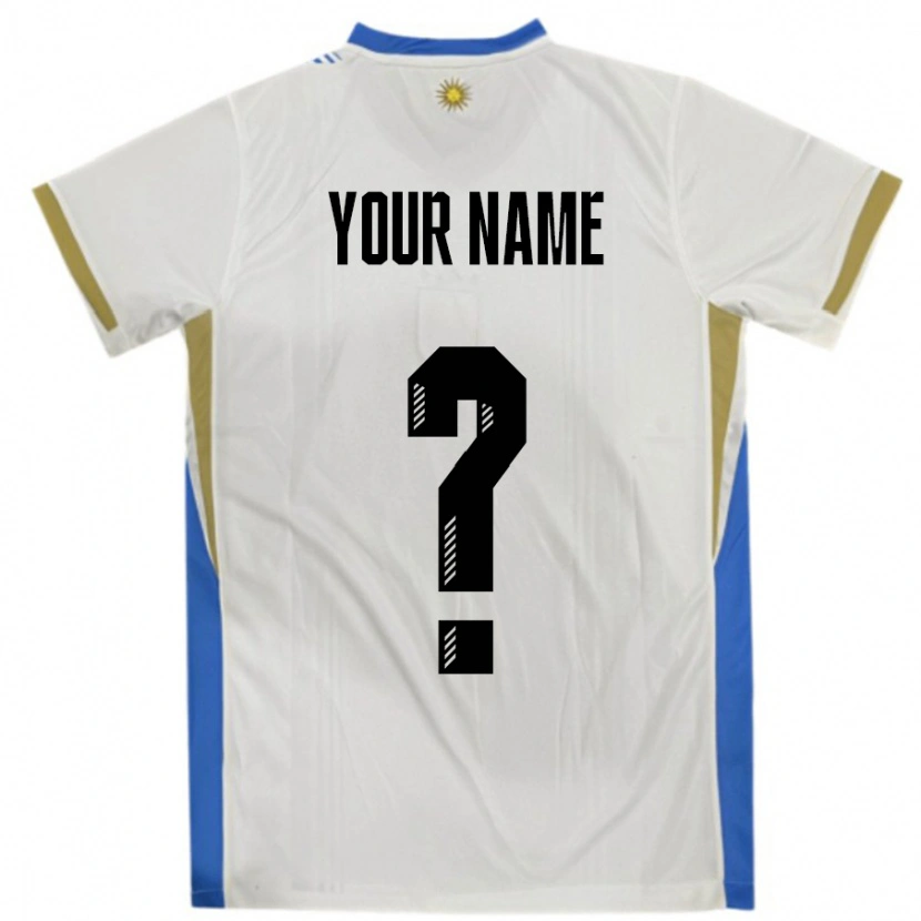 Danxen Kid Uruguay Your Name #0 White Blue Away Jersey 24-26 T-Shirt