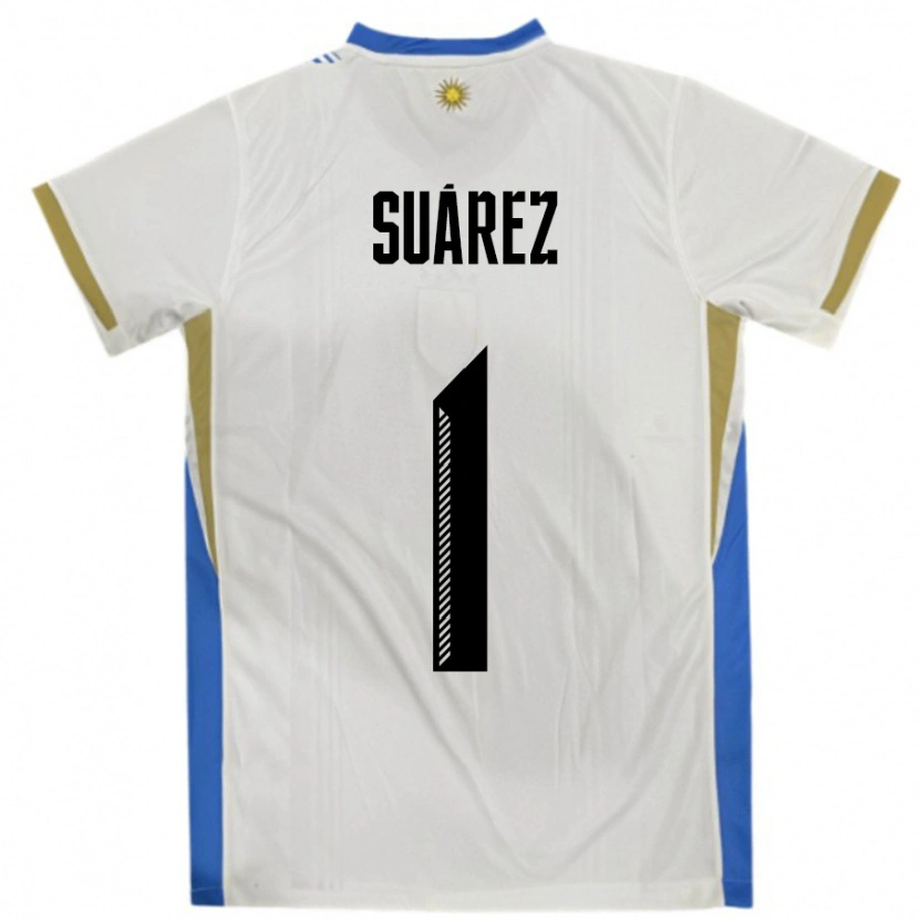 Danxen Kid Uruguay Ignacio Suárez #1 White Blue Away Jersey 24-26 T-Shirt