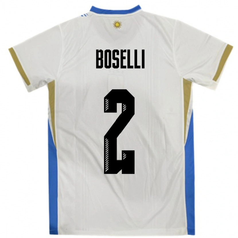 Danxen Kid Uruguay Sebastián Boselli #2 White Blue Away Jersey 24-26 T-Shirt