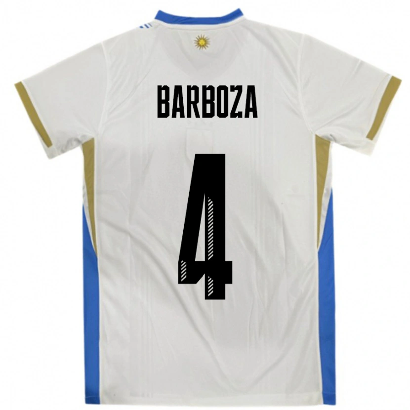 Danxen Kid Uruguay Brian Barboza #4 White Blue Away Jersey 24-26 T-Shirt