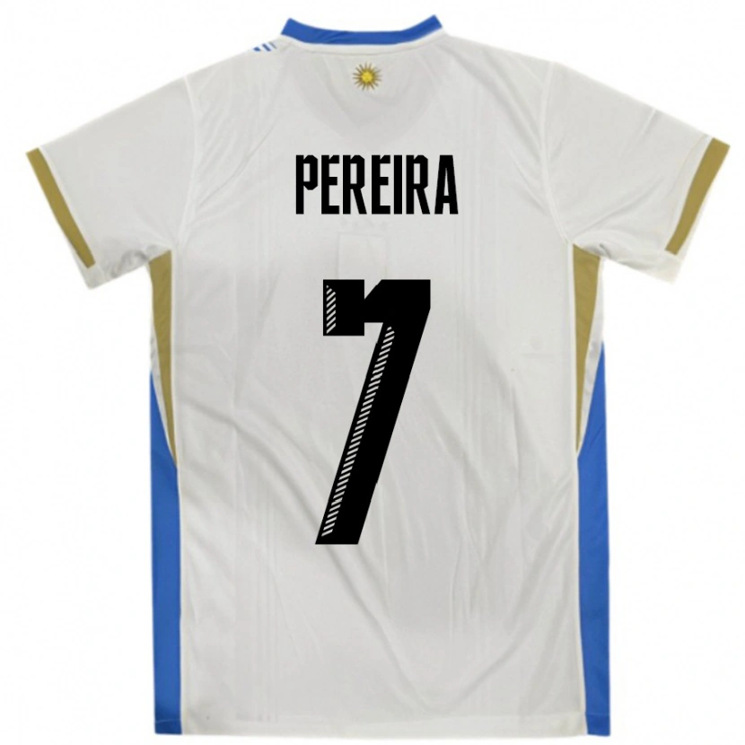 Danxen Kid Uruguay Bruno Pereira #7 White Blue Away Jersey 24-26 T-Shirt