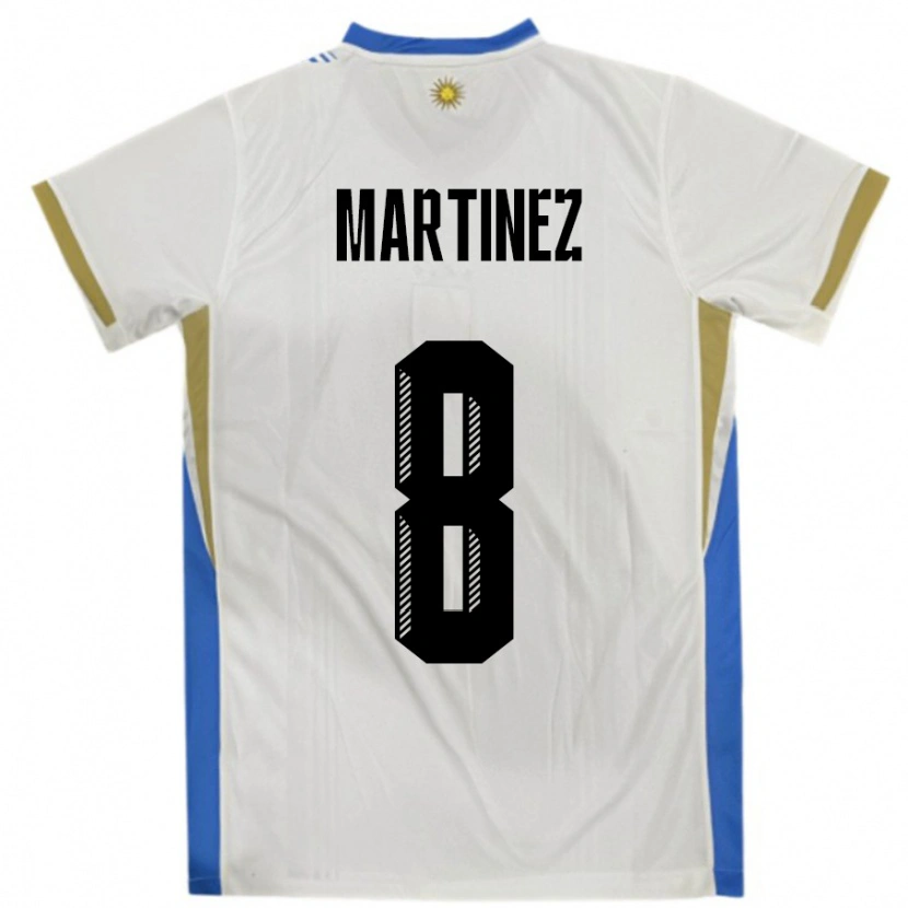 Danxen Kid Uruguay Mauro Martinez #8 White Blue Away Jersey 24-26 T-Shirt