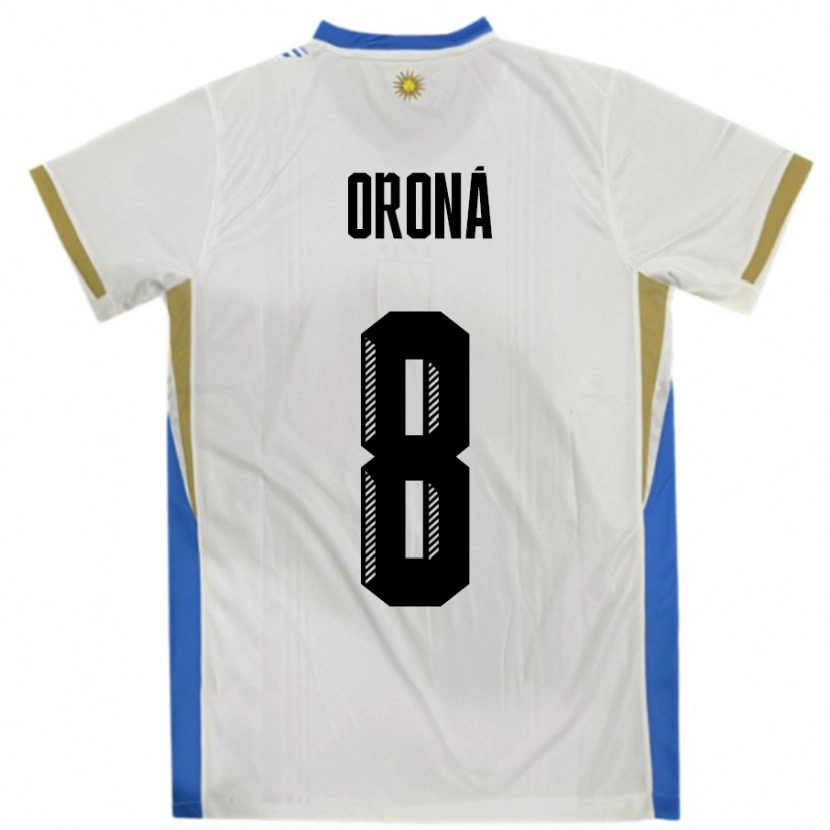 Danxen Kid Uruguay Marco Oroná #8 White Blue Away Jersey 24-26 T-Shirt