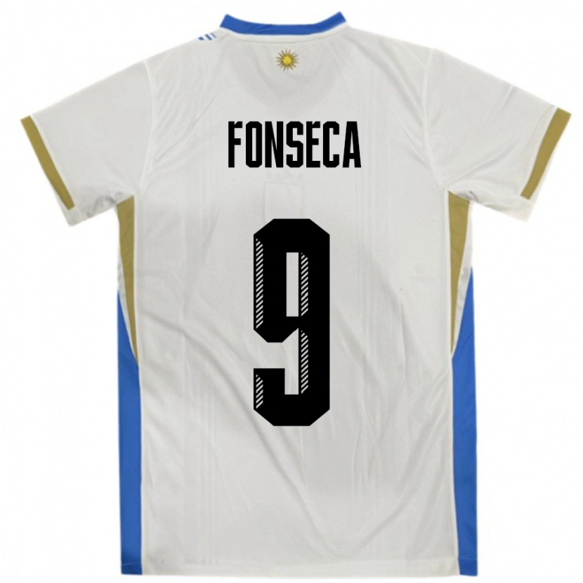 Danxen Kid Uruguay Matías Fonseca #9 White Blue Away Jersey 24-26 T-Shirt