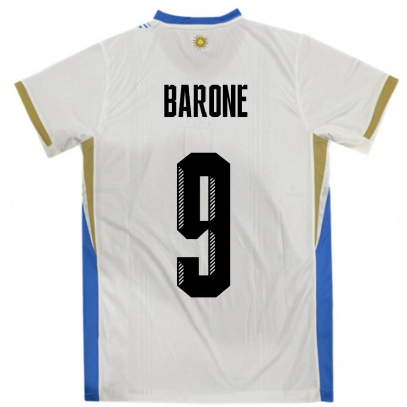 Danxen Kid Uruguay Faustino Barone #9 White Blue Away Jersey 24-26 T-Shirt