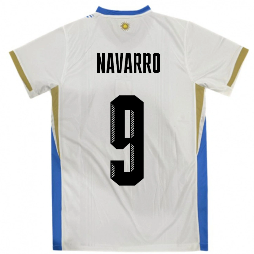 Danxen Kid Uruguay Lautaro Navarro #9 White Blue Away Jersey 24-26 T-Shirt