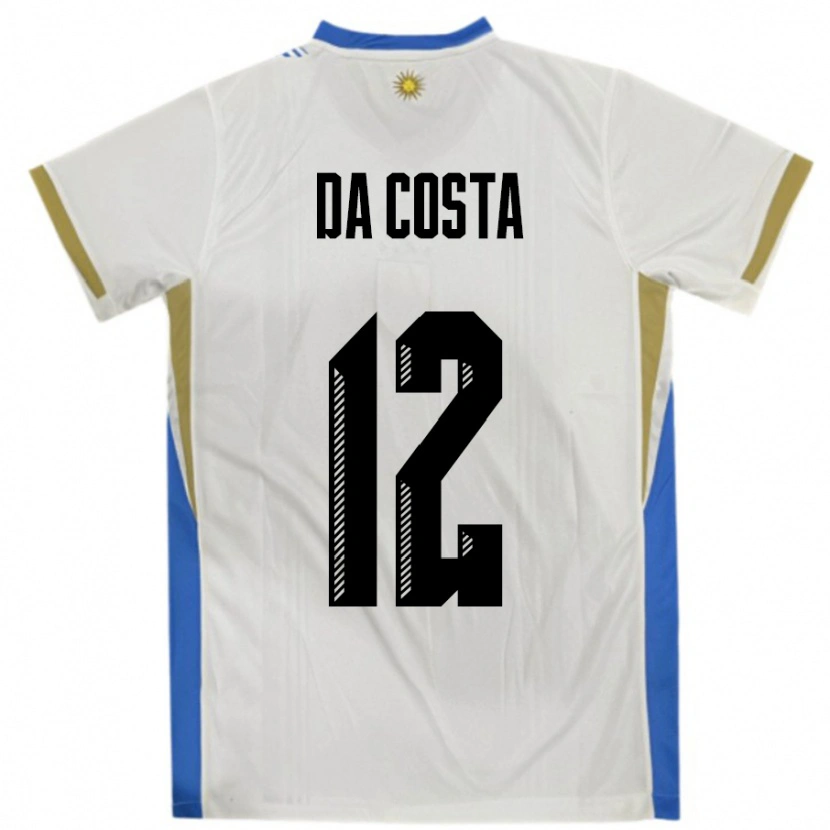 Danxen Kid Uruguay Paulo Da Costa #12 White Blue Away Jersey 24-26 T-Shirt