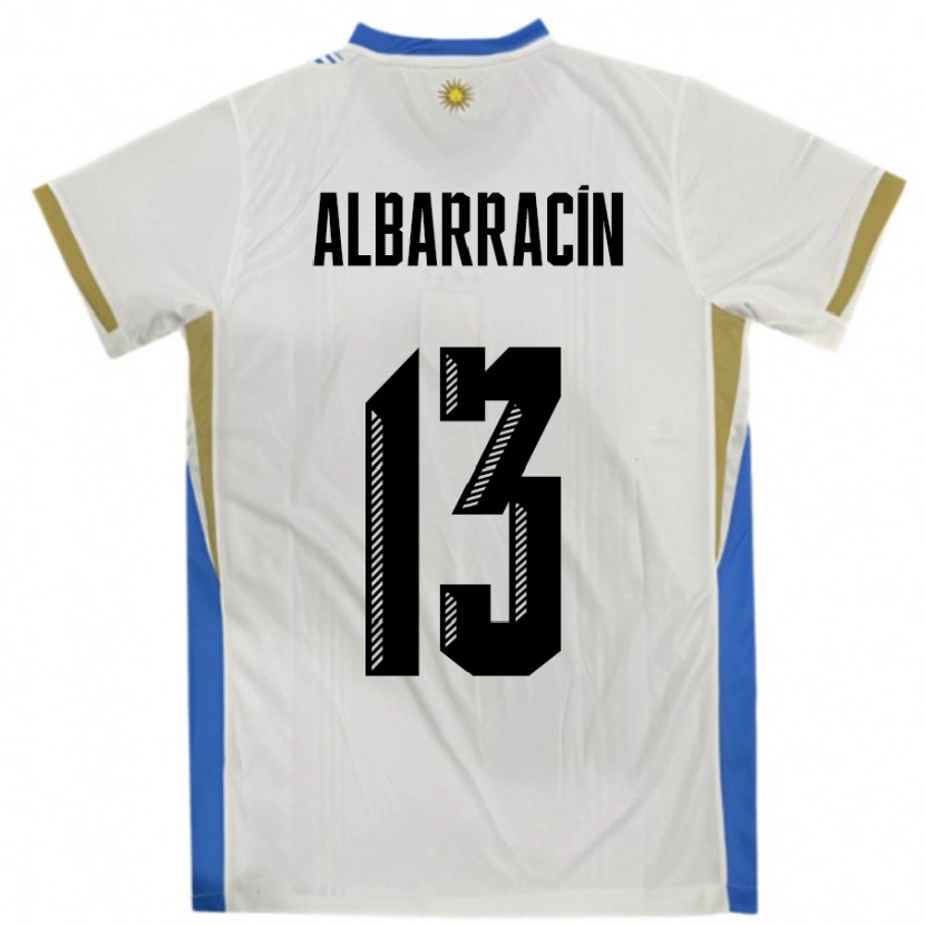 Danxen Kid Uruguay Agustín Albarracín #13 White Blue Away Jersey 24-26 T-Shirt