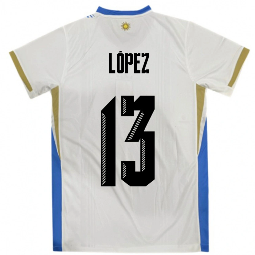 Danxen Kid Uruguay Nahuel López #13 White Blue Away Jersey 24-26 T-Shirt