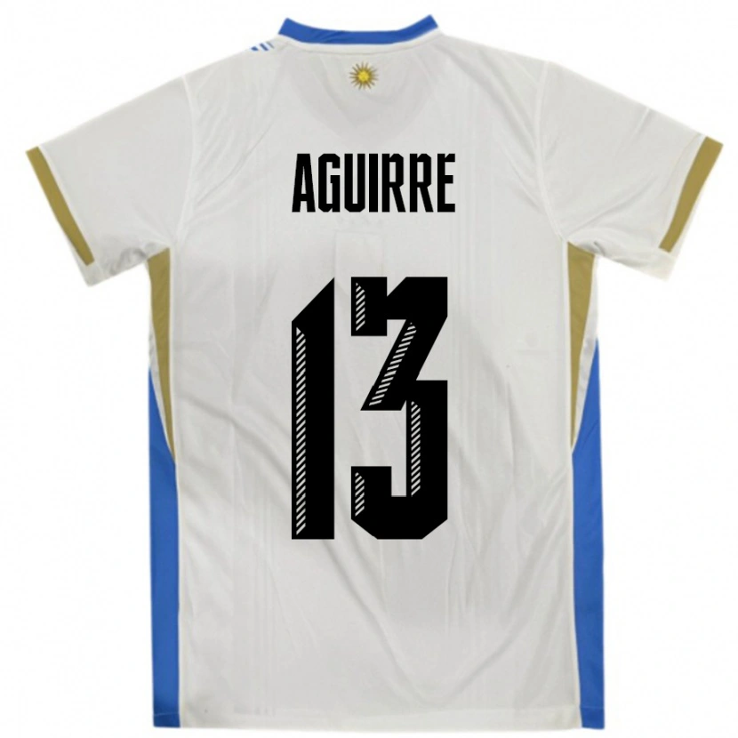 Danxen Kid Uruguay Joaquin Aguirre #13 White Blue Away Jersey 24-26 T-Shirt