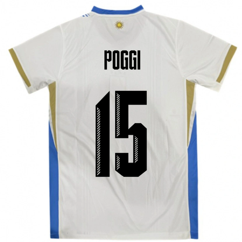 Danxen Kid Uruguay Vicente Poggi #15 White Blue Away Jersey 24-26 T-Shirt