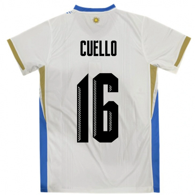 Danxen Kid Uruguay Erico Cuello #16 White Blue Away Jersey 24-26 T-Shirt