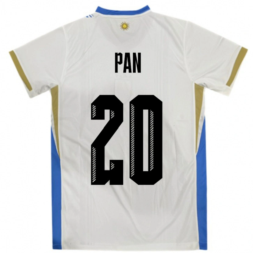 Danxen Kid Uruguay Gonzalo Pan #20 White Blue Away Jersey 24-26 T-Shirt