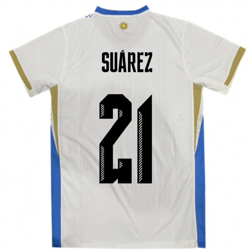 Danxen Kid Uruguay Pablo Suárez #21 White Blue Away Jersey 24-26 T-Shirt