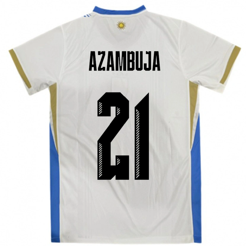 Danxen Kid Uruguay Nicolas Azambuja #21 White Blue Away Jersey 24-26 T-Shirt