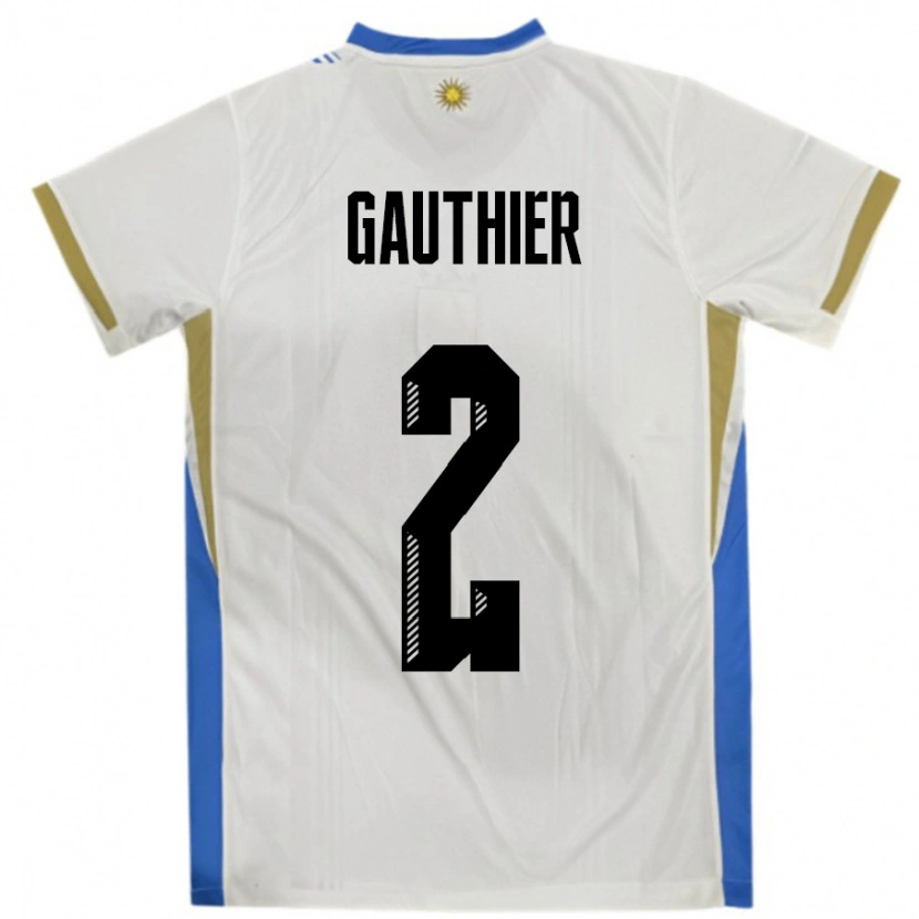 Danxen Kid Uruguay Valentin Gauthier #2 White Blue Away Jersey 24-26 T-Shirt