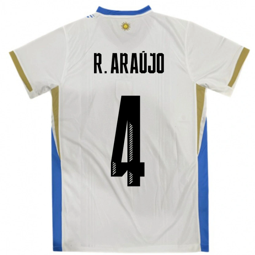 Danxen Kid Uruguay Ronald Araujo #4 White Blue Away Jersey 24-26 T-Shirt