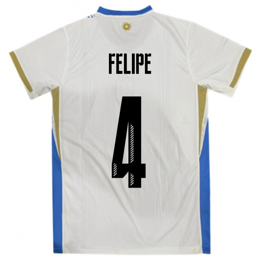 Danxen Kid Uruguay Laura Felipe #4 White Blue Away Jersey 24-26 T-Shirt