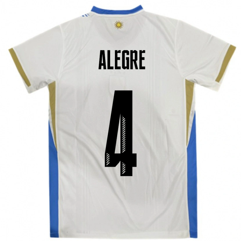 Danxen Kid Uruguay Ignacio Alegre #4 White Blue Away Jersey 24-26 T-Shirt