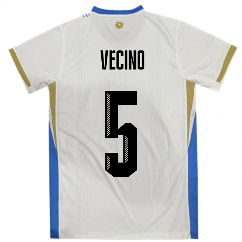 Danxen Kid Uruguay Matias Vecino #5 White Blue Away Jersey 24-26 T-Shirt