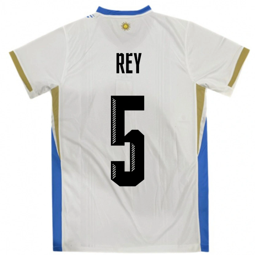 Danxen Kid Uruguay Rodrigo Rey #5 White Blue Away Jersey 24-26 T-Shirt