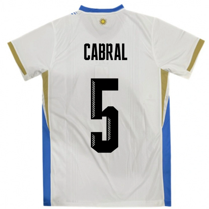 Danxen Kid Uruguay Maximo Cabral #5 White Blue Away Jersey 24-26 T-Shirt