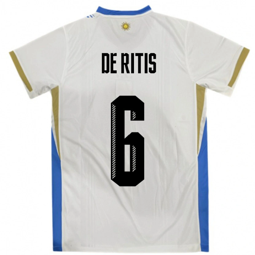 Danxen Kid Uruguay Mathias De Ritis #6 White Blue Away Jersey 24-26 T-Shirt