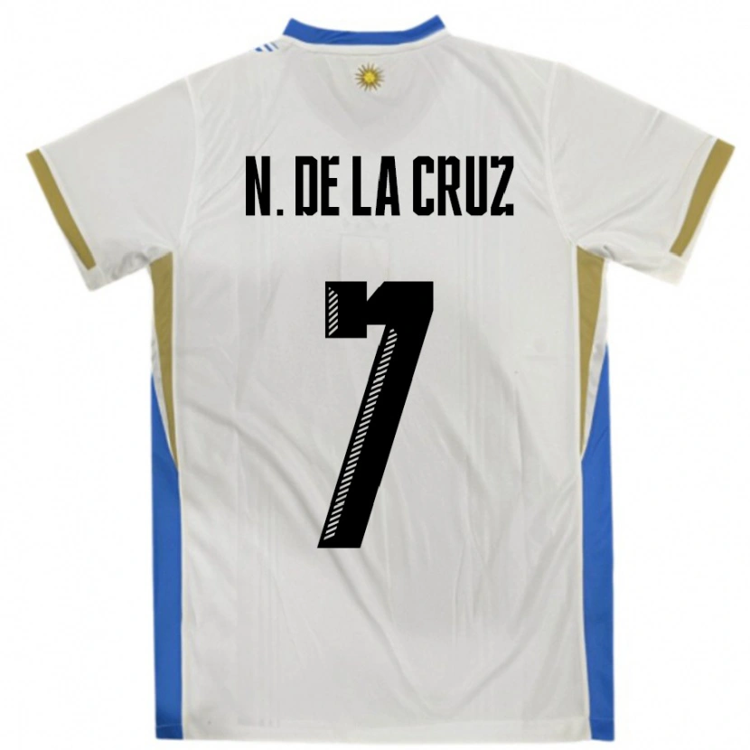 Danxen Kid Uruguay Nicolas De La Cruz #7 White Blue Away Jersey 24-26 T-Shirt