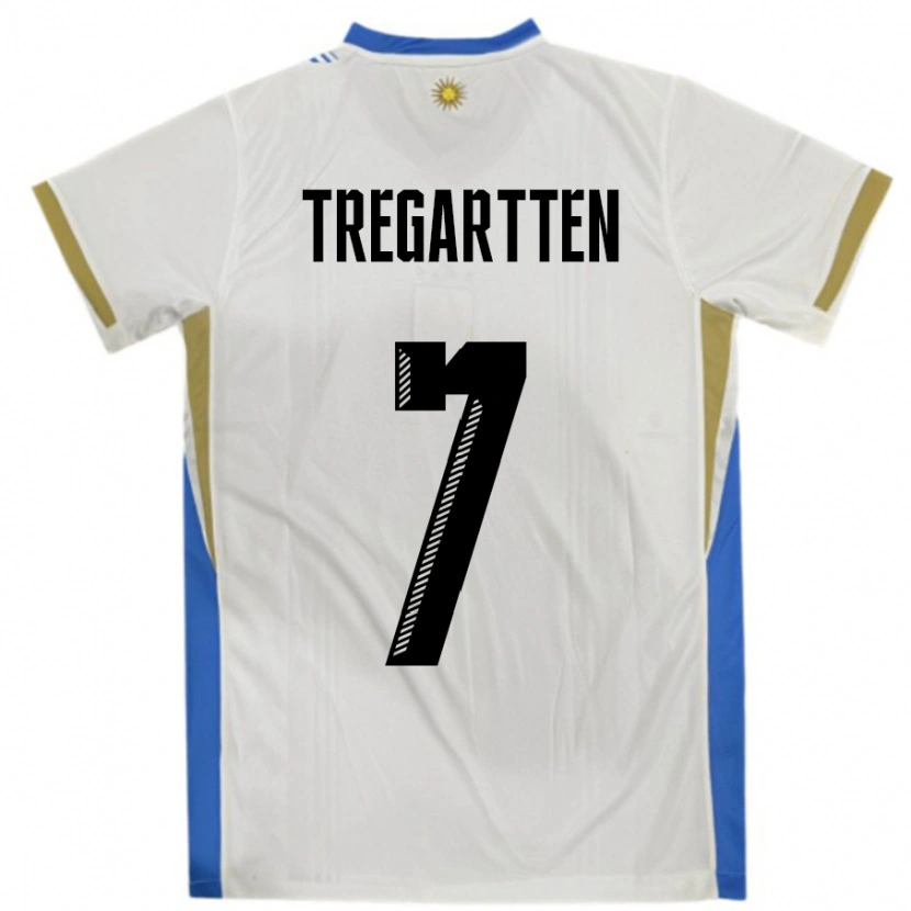 Danxen Kid Uruguay Stephanie Tregartten #7 White Blue Away Jersey 24-26 T-Shirt