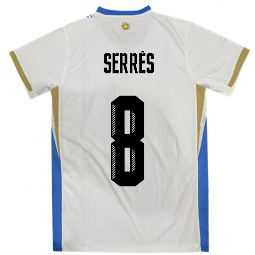 Danxen Kid Uruguay Felipe Serres #8 White Blue Away Jersey 24-26 T-Shirt